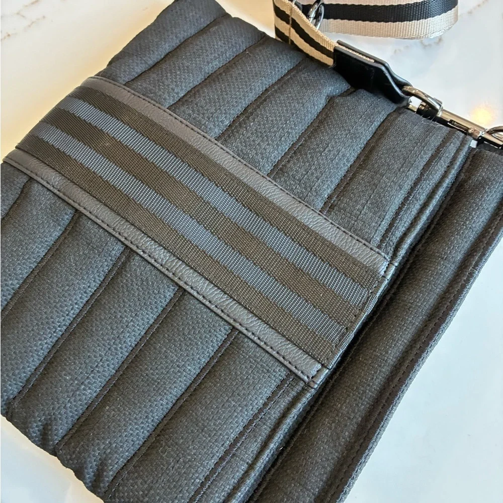 Think ROLYN black puffer crossbody bag with seatbelt strap